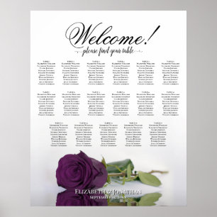 17 Tafel Elegante Pruim Paarse Roos Zitplaatskaart Poster