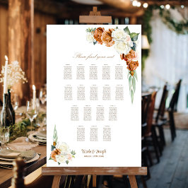 17 Tafel gebrande Sinaasappel Witte Bloemen Zittin Poster