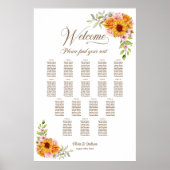 17 Tafel Geel Roze Bloemstuk Bruiloft Zitplaats Ch Poster (Voorkant)
