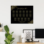 17 Tafel Gold Frills Black Wedding Seating Chart Poster (Thuiskantoor)