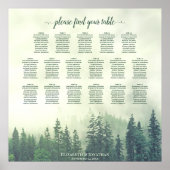 17 Tafel Groene Pine Forest Wedding Seating Chart Poster (Voorkant)