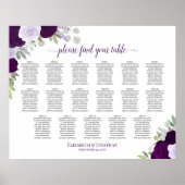 17 Tafel Paarse Boho Bloemen Bruiloft Zitkaarten Poster (Voorkant)