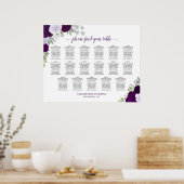 17 Tafel Paarse Boho Bloemen Bruiloft Zitkaarten Poster (Keuken)