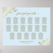 17 Tafel - Powder Blue & Gold Wedding Seating Char Poster (Voorkant)