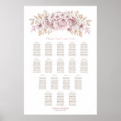 17 Tafel Roze Bloemen Huwelijk Zitting Grafiek Poster (Voorkant)