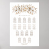 17 Tafel Witte Bloem Bruiloftstoelindeling Poster (Voorkant)