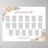 17 Tafelroze Floral Elegant Wedding Seating Chart Poster (Voorkant)