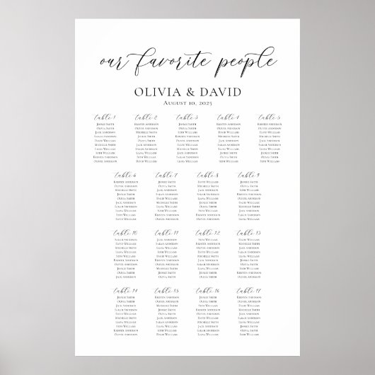 17 Tafels Onze Favoriete Mensen Zittinglijst Poster (Voorkant)
