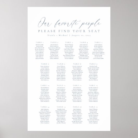 17 Tafels Onze Favoriete Mensen Zittinglijst Poster (Voorkant)