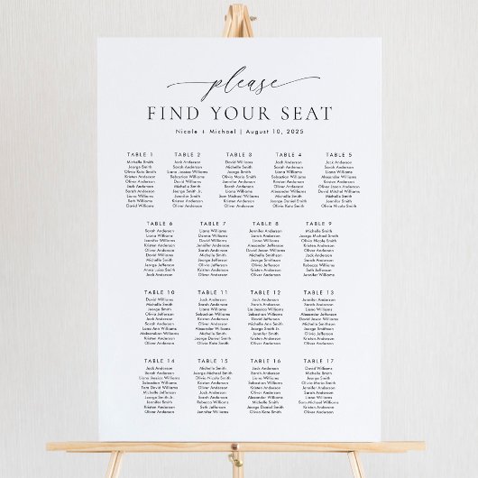 17 Tafels Vind uw Zitplaatskaart Poster