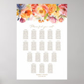 17 Tafelveer Bloemen Trouwstoel Grafiek Poster (Voorkant)