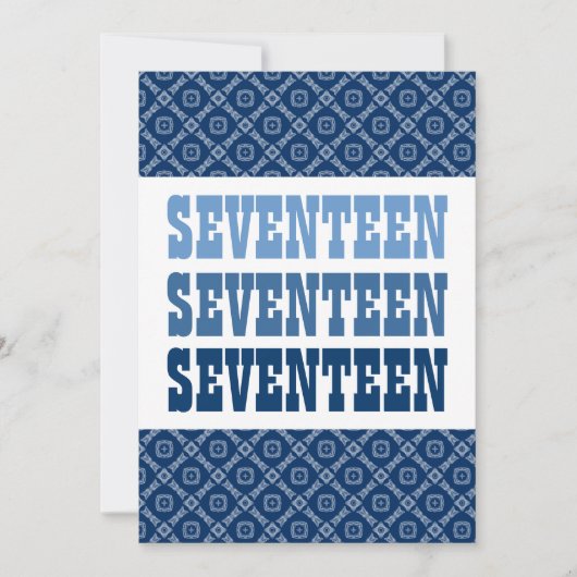 17 TEEN Birthday Modern Navy V07 Kaart (Voorkant)