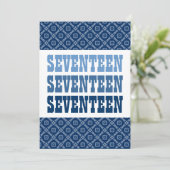 17 TEEN Birthday Modern Navy V07 Kaart (Staand voorkant)