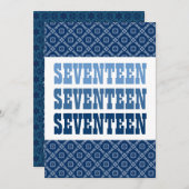 17 TEEN Birthday Modern Navy V07 Kaart (Voorkant / Achterkant)