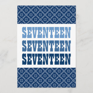 17 TEEN Birthday Modern Navy V07 Kaart
