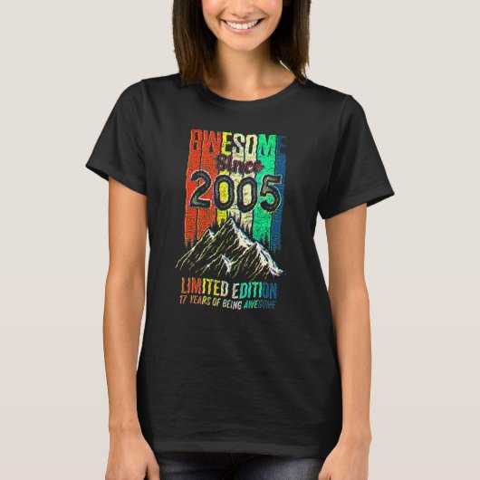 17 Verjaardag Geweldig Sinds 2005 Retro T-shirt (Voorkant)