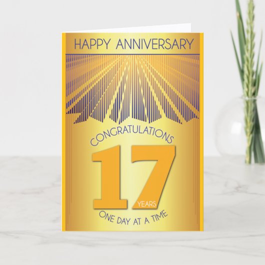 17 Year Sober Anniversary | Golden Ray 12 Step  Kaart (Voorkant)