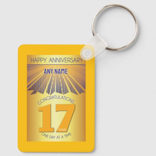 17 Year Sober Anniversary | Golden Ray 12 Step Sleutelhanger (Achterkant)
