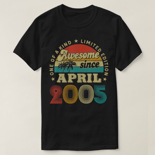 17 Years Old Gifts Awesome Since April 2005 Birthd T-shirt (Design voorkant)