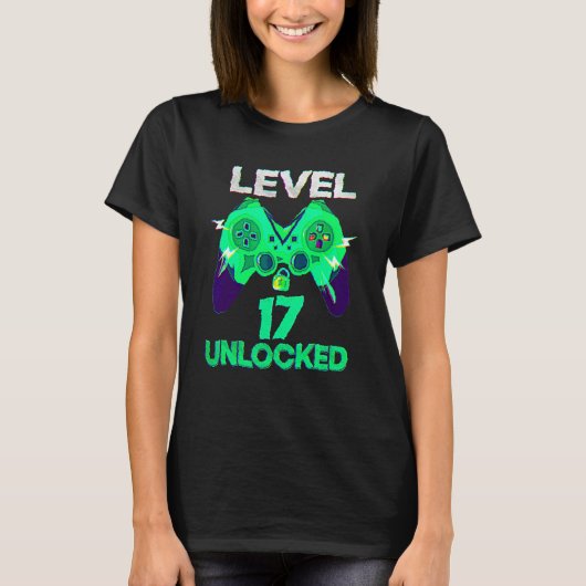 17 Yrs Old Boy Level 17 Unlocked Awesome 2005 Birt T-shirt (Voorkant)