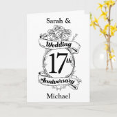 17de huwelijksverjaardag Zwarte en witte rozen Kaart (Gele Bloem)