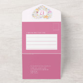 17de trouwdag schelp hart aquarel all in one uitnodiging (Buitenkant)