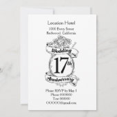 17de trouwdag Zwart en wit rozen Kaart (Achterkant)