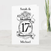 17de trouwdag Zwart en witte rozen Kaart (Voorkant)