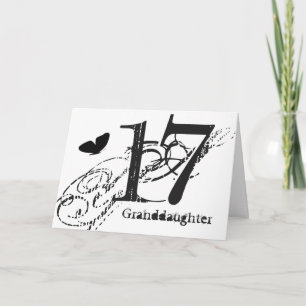 17de verjaardag voor een kleindochter, vlinder kaart