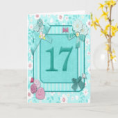 17de verjaardagskaart met bloemen kaart (Gele Bloem)