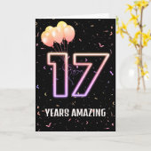 17e Birthday-ballonnen en Confetti Kaart (Gele Bloem)