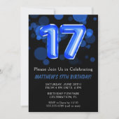 17e Birthday Balloons Kinder Blue Boy Party Kaart (Voorkant)