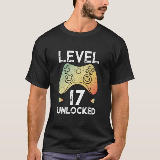 17e 'Birthday Boy Gamer'-niveau 17 'Unlocked Gi' T-shirt (Voorkant)