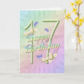 17e 'Birthday Butterflies and Flowers Card' Kaart (Gele Bloem)