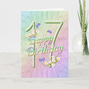 17e 'Birthday Butterflies and Flowers Card' Kaart