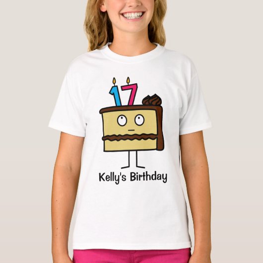 17e Birthday Cake met kaarsen T-shirt (Voorkant)