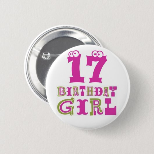 17e Birthday Girl Button Badge (Voorkant /achterkant)