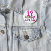 17e Birthday Girl Button Badge (In situ)
