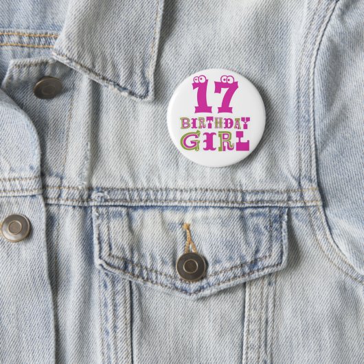 17e Birthday Girl Button Badge (In situ)