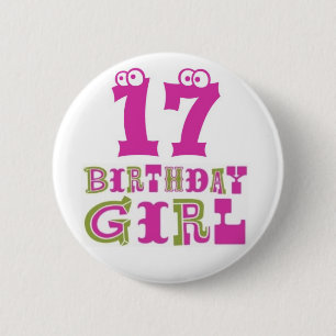 17e Birthday Girl Button Badge