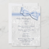 17e Birthday Party Damask and Faux Bow Kaart (Achterkant)