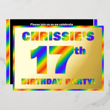 17e Birthday Party — Fun, regenboogspectrum "17"