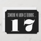 17e Birthday party Invite, zwart-wit. Kaart (Voorkant)