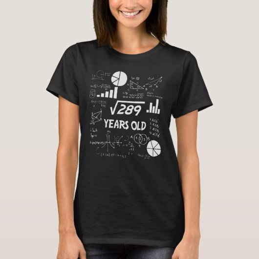 17e Birthday Square Root Wiskunde 17 jaar oude dag T-shirt (Voorkant)