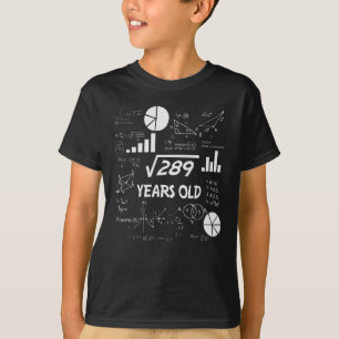 17e Birthday Square Root Wiskunde 17 jaar oude dag T-shirt