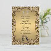 17e Birthday-uitnodiging, getallen diamanten, Chee Kaart (Staand voorkant)