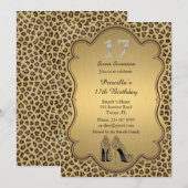 17e Birthday-uitnodiging, getallen diamanten, Chee Kaart (Voorkant / Achterkant)