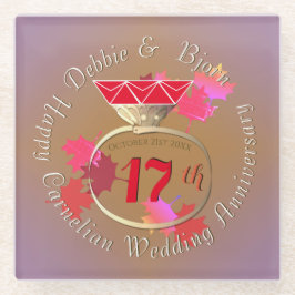 17e bruiloft Jubileum Carnelian Glazen Onderzetter