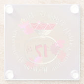 17e bruiloft Jubileum Carnelian Glazen Onderzetter (Achterkant)