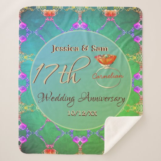 17e bruiloft Jubileum Carnelian Sherpa Deken (Voorkant)